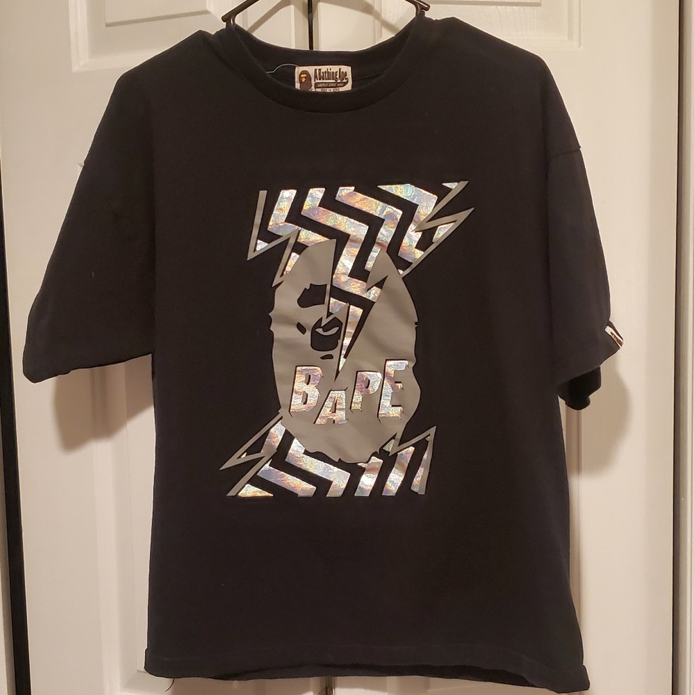 LADIES BAPE ONE SIZE BLACK HOLO TSHIRT